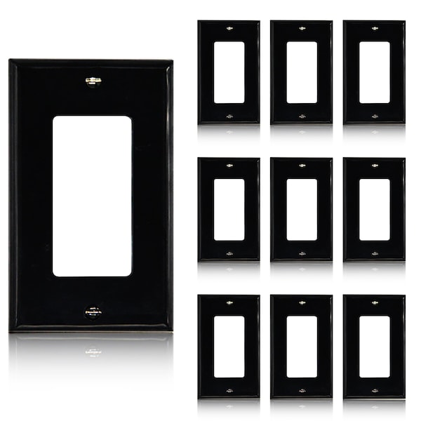 Faith Decorator Light Switch Cover or Receptacle Outlet Wall Plate, 1-Gang 4.55 In x 2.75 In, Black, 10PK DWP1-BK-10 - main